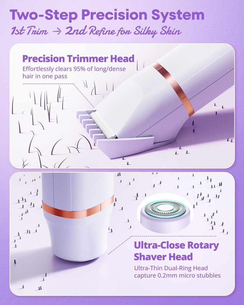 Bikini Trimmer for Women - 2-in-1 Painless Body Shaver | Portable Grooming Kit for Underarms, Legs, and Arms