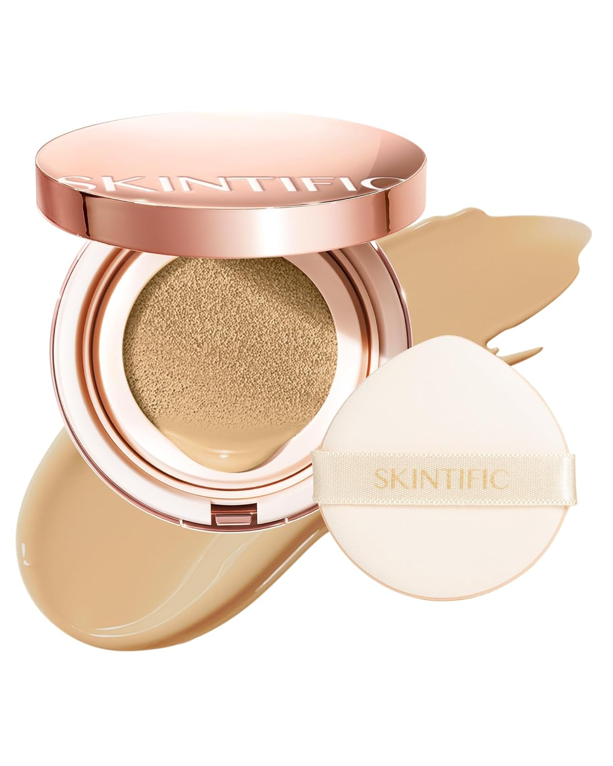 Skintific Full Coverage Cushion Foundation - Satin Glow Finish, Oil-Control & Waterproof | #22N Shell Beige