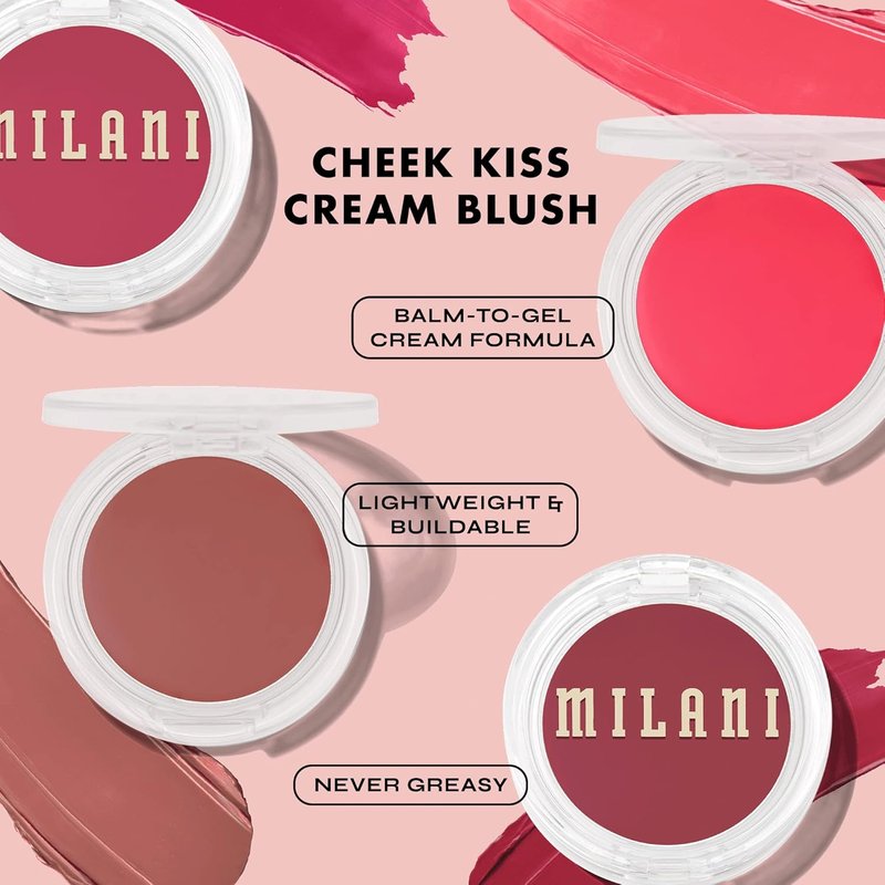 Milani Blush - Cheek Kiss Cream Blush & Lip Tint | Buildable Gel Formula, Dewy Merlot Moment