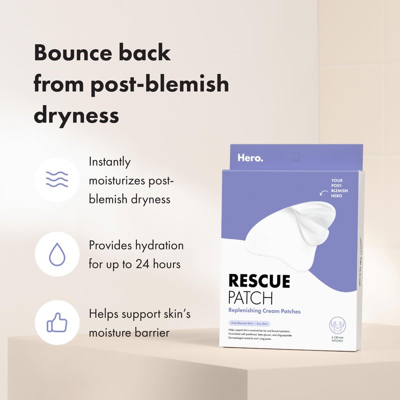 HERO COSMETICS Rescue Patch – The Moisturizing Cream Patch for Post-Blemish Skin. Provides Instant Moisture and Long-Lasting Hydration. Dermatologist-Tested and Won’t Clog Pores. 6ct (3 pairs)