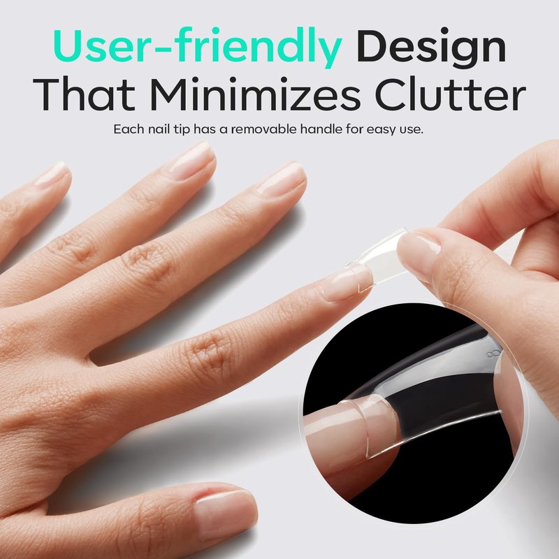 Modelones Duck Nail Tips - Short Flare Pre-Shaped Gel Tips for Acrylic Nails | 216PCS, 12 Sizes