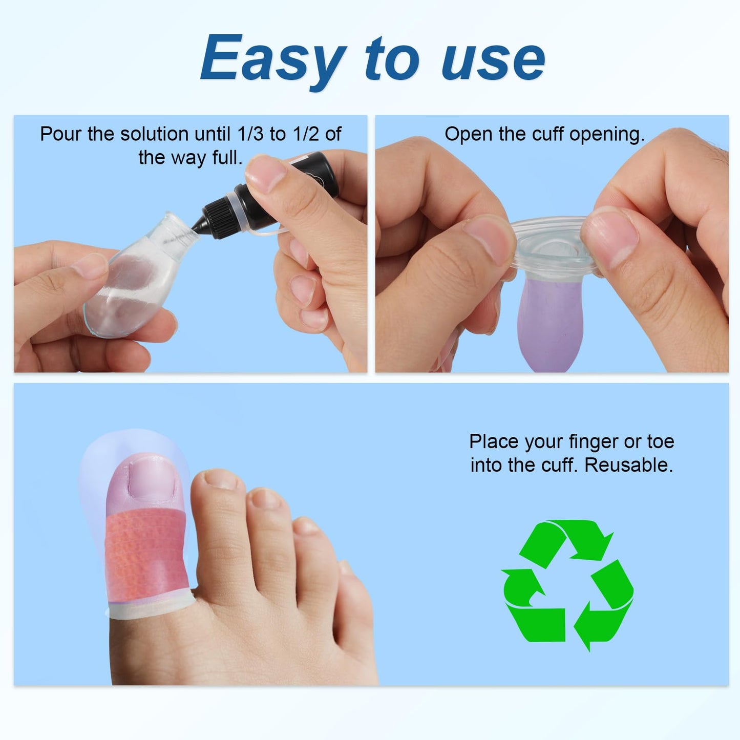 4pcs Waterproof Toe Protector, Reusable Silicone Toe Sleeve with Nursing Bandage for Shower Swimming Pedicure Manicure Nail Soaking & Wound Protection