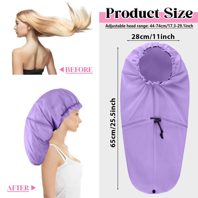 2 Pcs Large Shower Cap for Braids, Extra Long Shower Cap for Women Long Hair & Locs, Waterproof Hair Bonnets for Dreadlocks Drawstring Bath Caps for Women & Men (Pink, Purple)