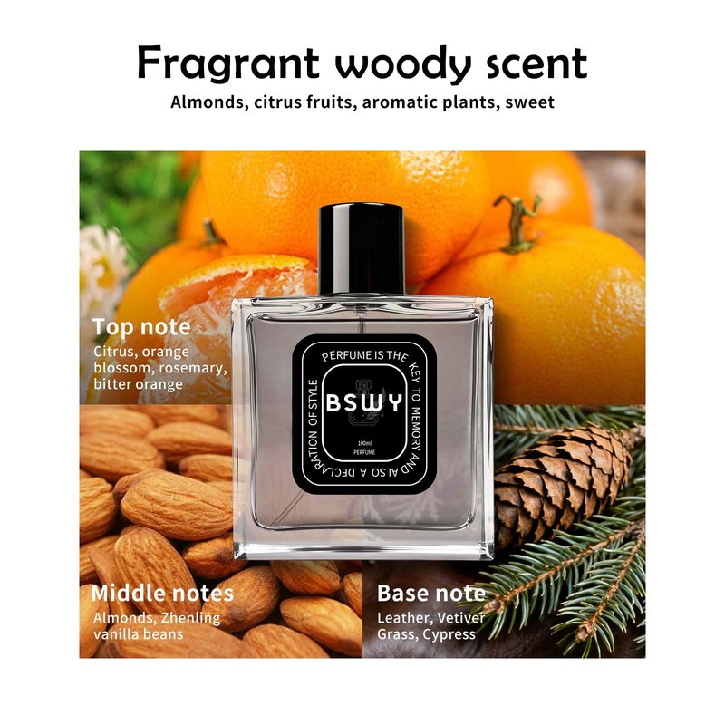 Perfume for Men - Long-Lasting Pheromone Cologne Eau de Toilette - Fresh & Seductive Scent with Almond, Citrus, Cedar, Vanilla & Rosemary Notes - 100ml / 3.4Fl Oz