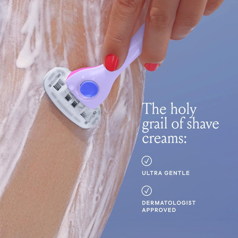 Billie Women's Razor Shave Kit - 5-Blade Razor + 4 Refills & Magnetic Holder | Cool Blue & Lavender Shave Cream