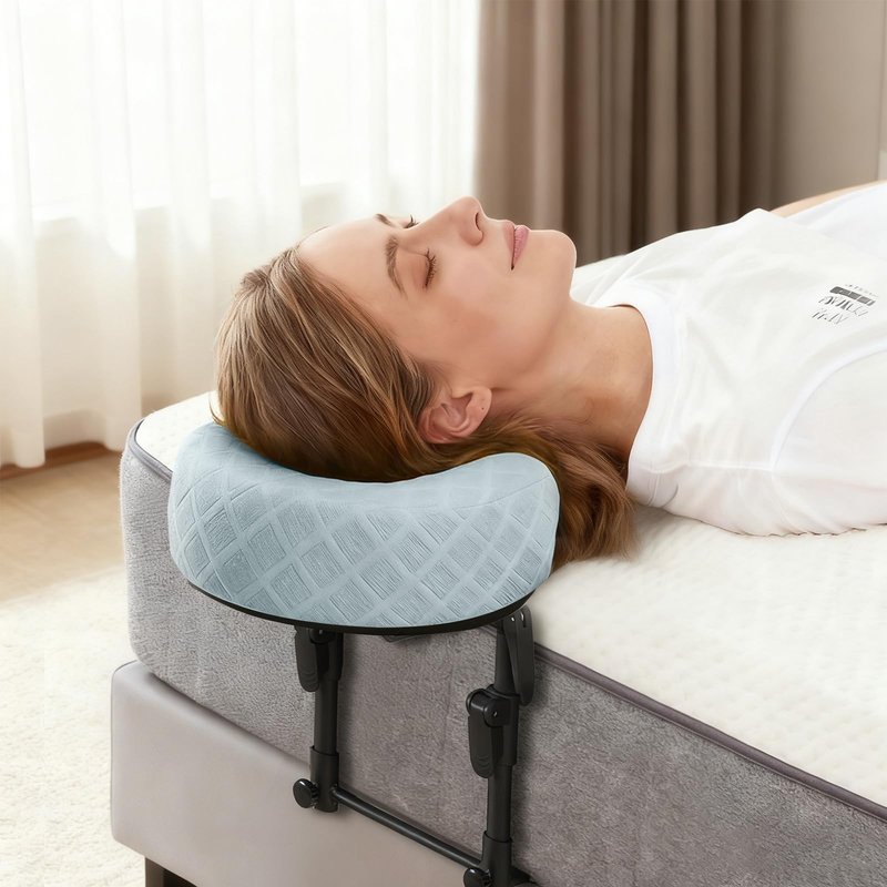 KONOVOLY Massage Headrest for Bed with Washable Pillowcase, Adjustable Home Mattress Top Massage Kit, Headrest Face Cushion, After Eye Surgery Face Down Pillow (Light Blue)