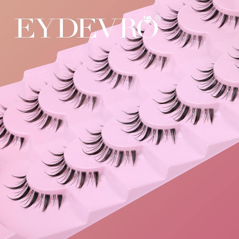 EYDEVRO False Eyelashes - Wispy Manga Lashes for Natural Anime Look | 7 Pairs of Spiky Cosplay Lashes