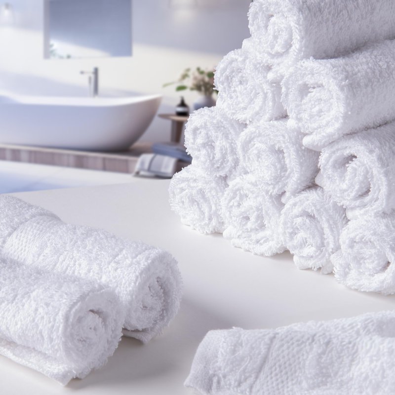 Living Fashions Premium White Cotton Washcloths Set of 24 - Thick Loop Pile Wash Cloths 12"x12" - Ultra-Soft 100% Ring-Spun Cotton Face Towels - Luxury Spa Quality Face Cloths