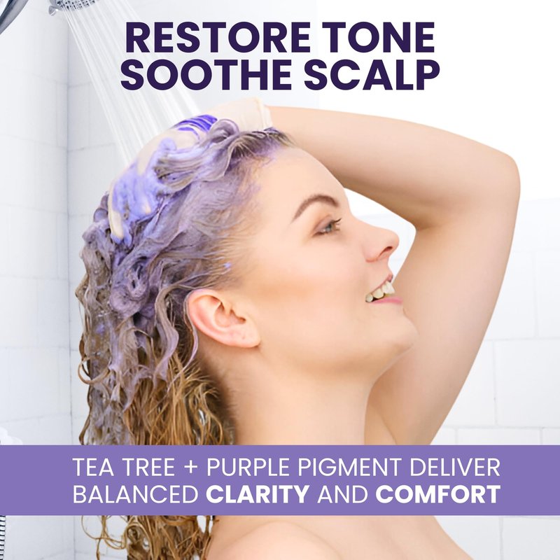 KESMEDIK Tea Tree Purple Shampoo & Conditioner Set with Rosemary & Aloe, Professional Anti Brass Toner, Removes Yellow Tones for Gray, Bleached, White & Blonde Hair, Refreshes Scalp, Sulfate-Free