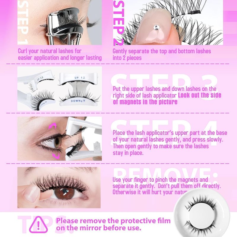 Magnetic Eyelashes Kit - Natural Look Reusable Wispy Lashes | Easy Application & Removal (Camellia + Iris)