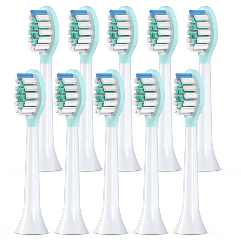 Replacement Toothbrush Heads for Philips Sonicare Electric Toothbrush, 2-in-1 Tongue Cleaner, 10 Pack, Mint Green,Suitable for Philips Sonicare Heads, C2, C1, C3, W1, W2, W3, G1, G2, G3