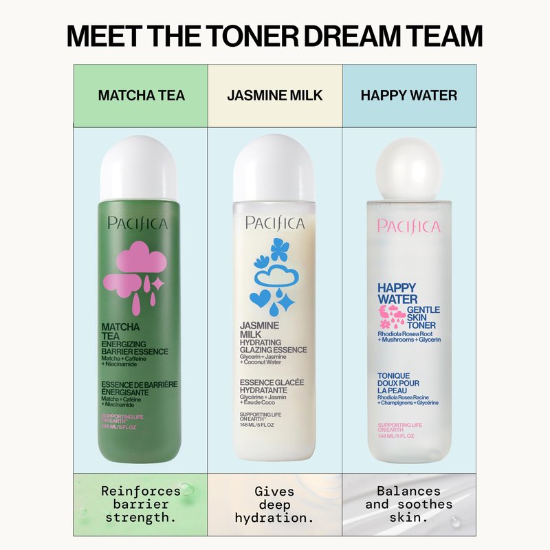 Pacifica Hydrating Glazing Facial Essence with Jasmine Squalane and Polyglutamic Acid - Milky Glass Skin Essence for Dry Skin - Deep Hydration Moisture Lock - Clean Vegan Cruelty-Free - 5 Fl Oz