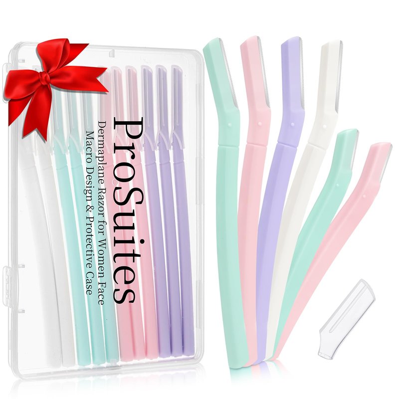 ProSuites 16 Count Dermaplane Razor for Women Face, Professional Facial & Eyebrow Hair Remover, Gentle Skin Exfoliation with Precision Blades， Macaroon color