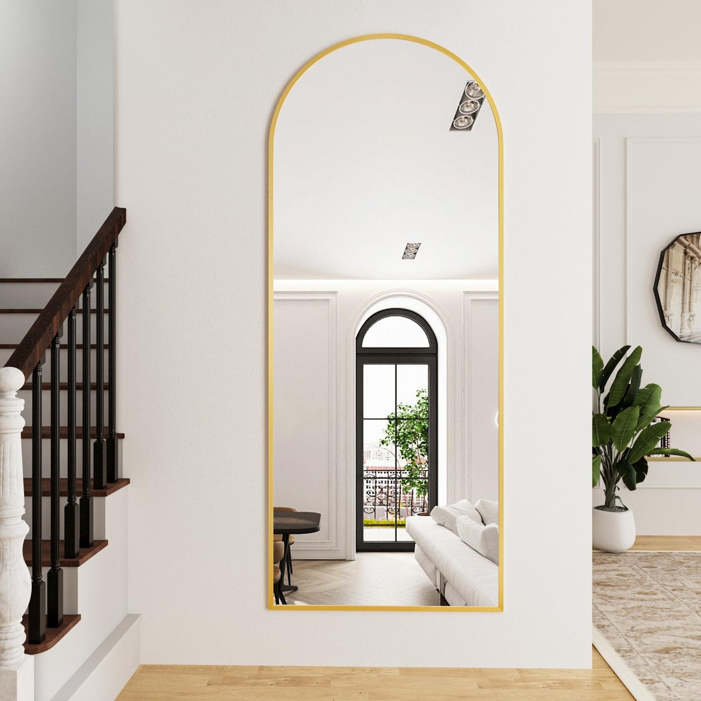 ZMYCZ Mirror Full Length, 71"x26" Arched Full Length Mirror, Arch Mirror with Stand, Large Standing Mirrors, Oversized Full Body Mirrors with Aluminum Frame for Bedroom, Living Room (Gold)