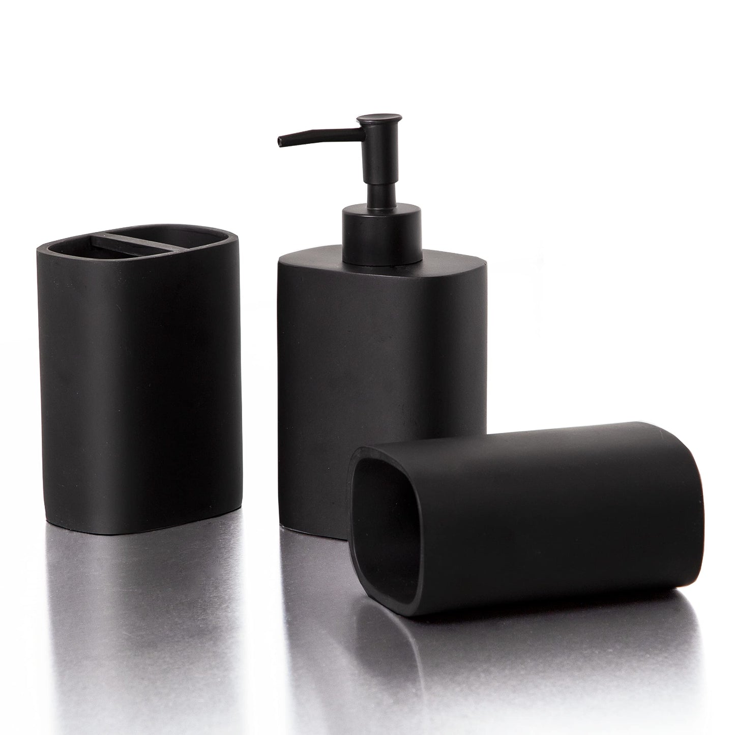 BINO | 3-Piece Bathroom Accessories Set | Stylish Soap Dispenser | Toothbrush Holder and Tumbler for Functional and Elegant Bathroom Decor | Bathroom Essentials | Bathroom Organizer Set & Decor