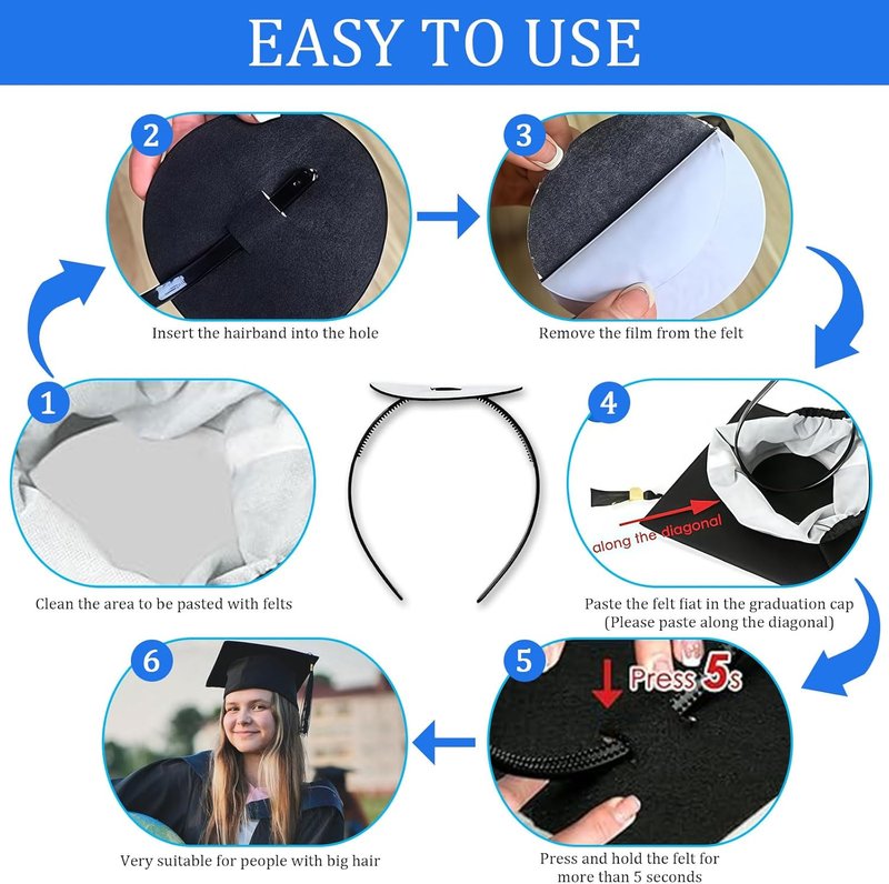 Regine Switzerland Graduation Cap Headband - Secure Your Grad Cap & Hairstyle | Stylish Graduation Supplies