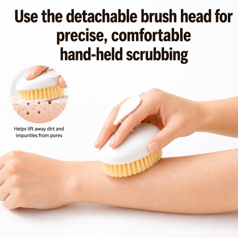 Lequin 14-Inch Handle Bath Brush for Shower, Detachable Back Scrubber with Medium Firm Bristles,Wet or Dry Brushing Body Brush, Exfoliating Shower Scrubber for Back, Legs, Arms and Feet