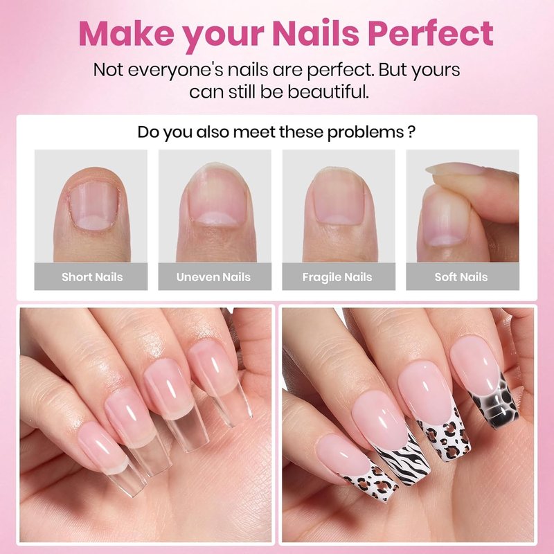 Beetles Gel Nail Tips - Square Coffin Medium 320pcs | Pre-Etched Half Matte Full Cover for Easy DIY Extensions