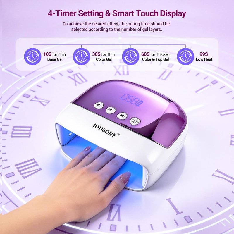 Cordless LED Nail Lamp - Rechargeable Portable Nail Dryer with LCD Display & 4 Timers | Home & Salon Use
