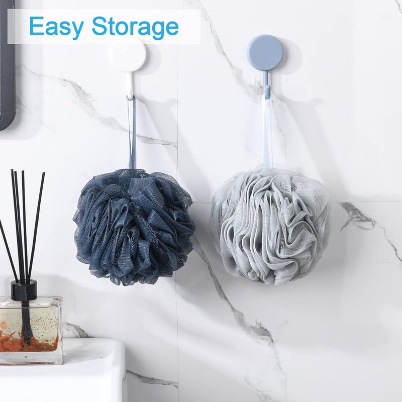 AmazerBath Exfoliating Loofah Sponge Set - 4 Bath Scrubbers in Grey, Blue, Pink & White - 60g Each