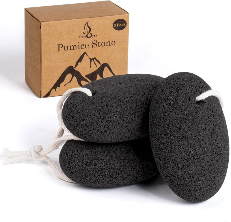Natural Pumice Stone Set - 3 Oval Volcanic Lava Foot Scrubbers for Callus & Cracked Heel Exfoliation | 4 x 2.8 x 1.6 Inches