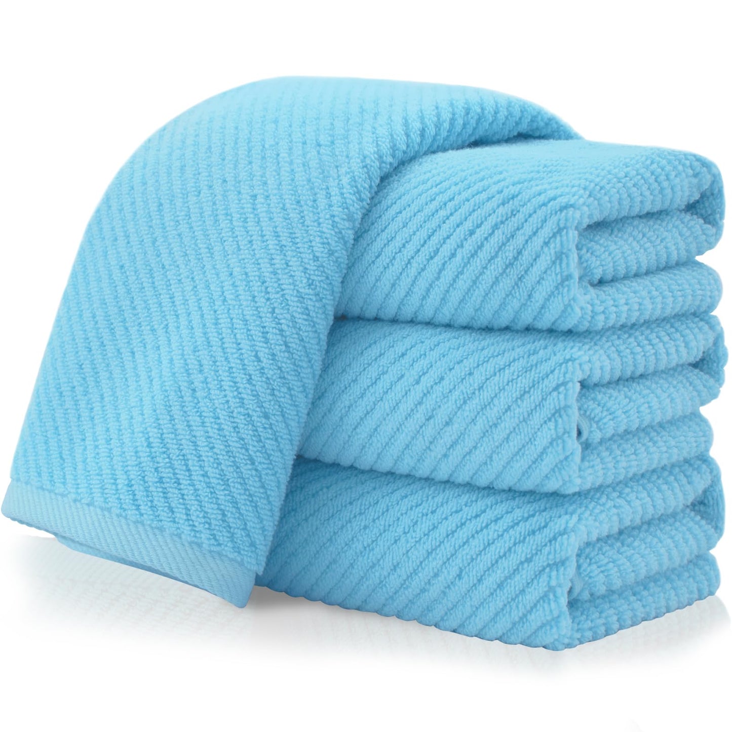 VOOVA & MOVAS Hand Towels for Bathroom Set of 4，Large 18"x 28" - 100% Cotton | Lightweight | Thick | Quick Dry | Soft | Absorbent, Bath Hand Towels, Bathroom Essentials, Blue