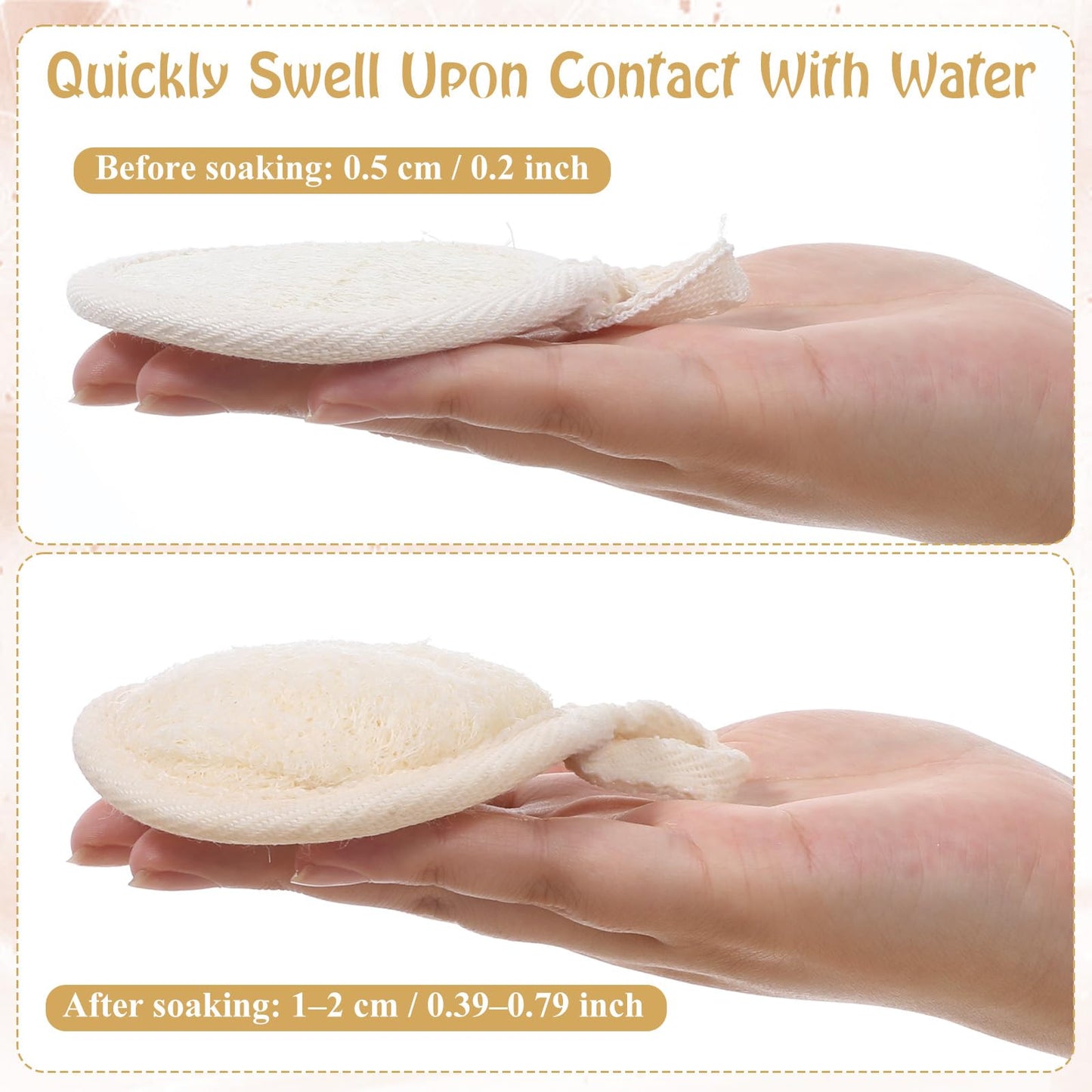 8Pcs Natural Loofah Exfoliating Face Pads 3.15Inches Face Exfoliator Scrubber Facial Cleansing Sponge for Women Men Bath Spa and Shower