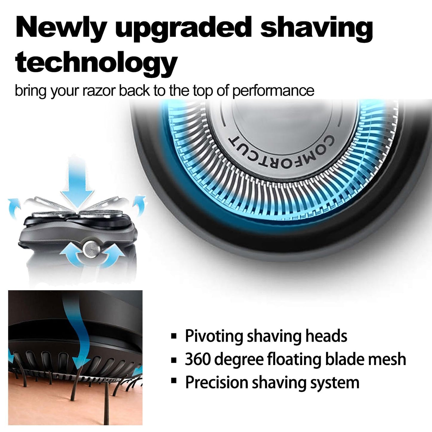 SUPERNB SH30 Shaving Heads for Philips Norelcos Series 1000, 2000, 3000 and 5000X Razors, Shaver Replacement Blades with High Performance - Shave Wet and Dry, 6Packs.