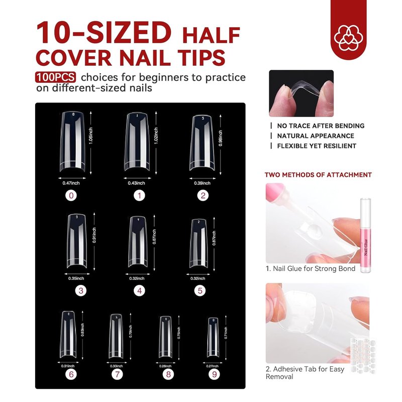 Saviland Nail Practice Finger - Adjustable Acrylic Nail Training Hand with Replaceable Tips & Brush Kit for Beginners
