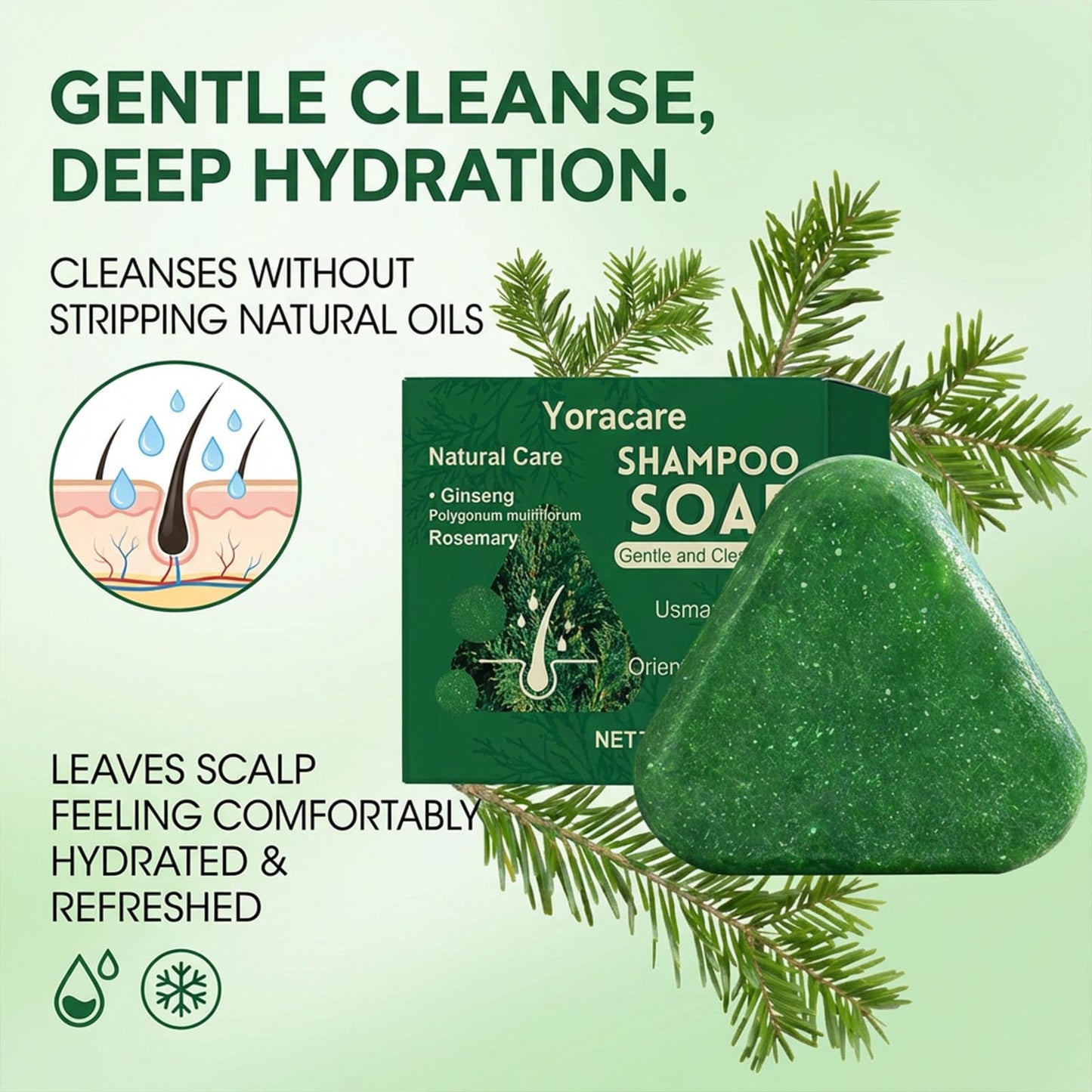 Yoracare Korean Scalp Revival Bar,Strengthening Botanical Formula, Deep Hydrating Scalp,Strengthening & Thinning Hair, Gentle Hydrating Solid Shampoo (1, 4.23OZ)