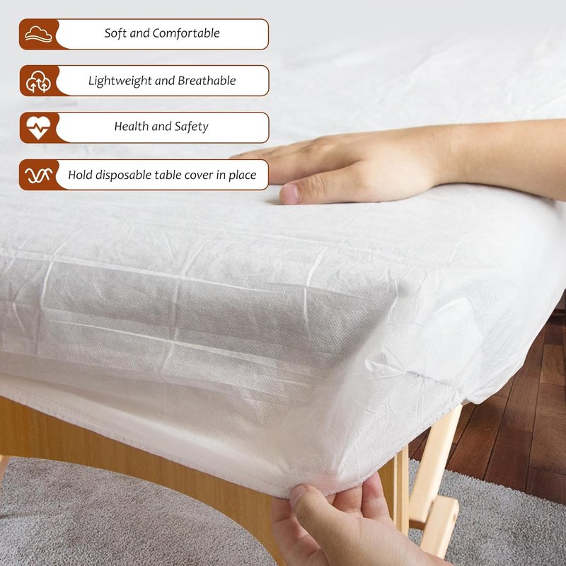 Disposable Fitted Massage Table Sheets - 50PC Elastic Spa Bed Covers | Breathable 36 x 85 Inch