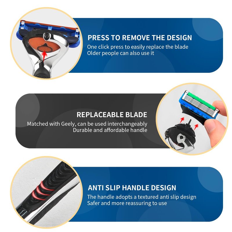 Replace Handle Compatible with Gillette Fusion5 Razors for Men, Comfort Glide Razor Handle Non-slip Ergonomic Handles, Only the handle(1 Pack Black)