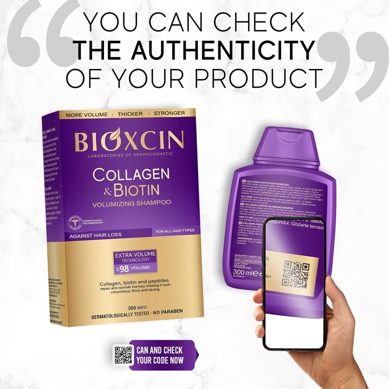 BIOXCIN Collagen Biotin Shampoo Anti-Hair Loss for All Hair Types Volumizing Herbal Formula 3-Pack 300 ML