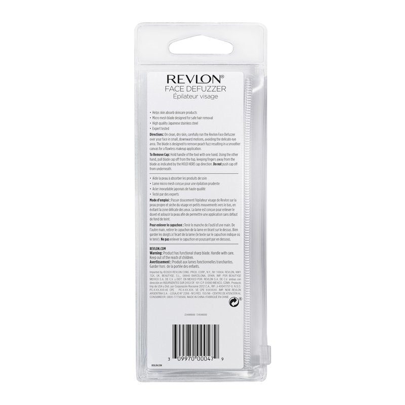 Revlon Face Defuzzers, High Precision Hair Removal and Dermaplaning Blade, Smooth Skin, Made with Stainless Steel, 2 Count