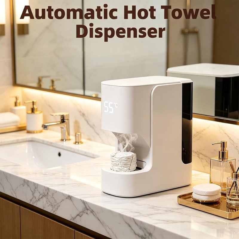 Regine Switzerland Hot Towel Warmer - Automatic Dispenser with 55°C Constant Temperature | Includes 20 Compressed Towels