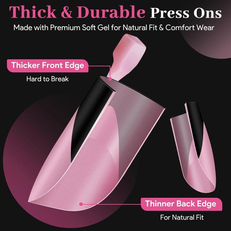 60Pcs Black French Tip Press on Nails & Press on Toenails Set, Square Fake Nails Kit with Nail Glue, 15 Sizes Acrylic Full Cover Toe Nail Press Ons Stick on Nails for Women DIY Home Manicure