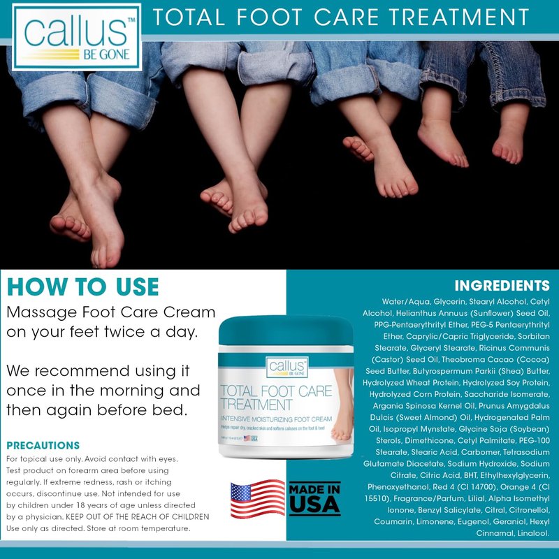 Dermactin Callus Be Gone Foot Care Cream - 12 Oz Treatment for Dry, Cracked Feet