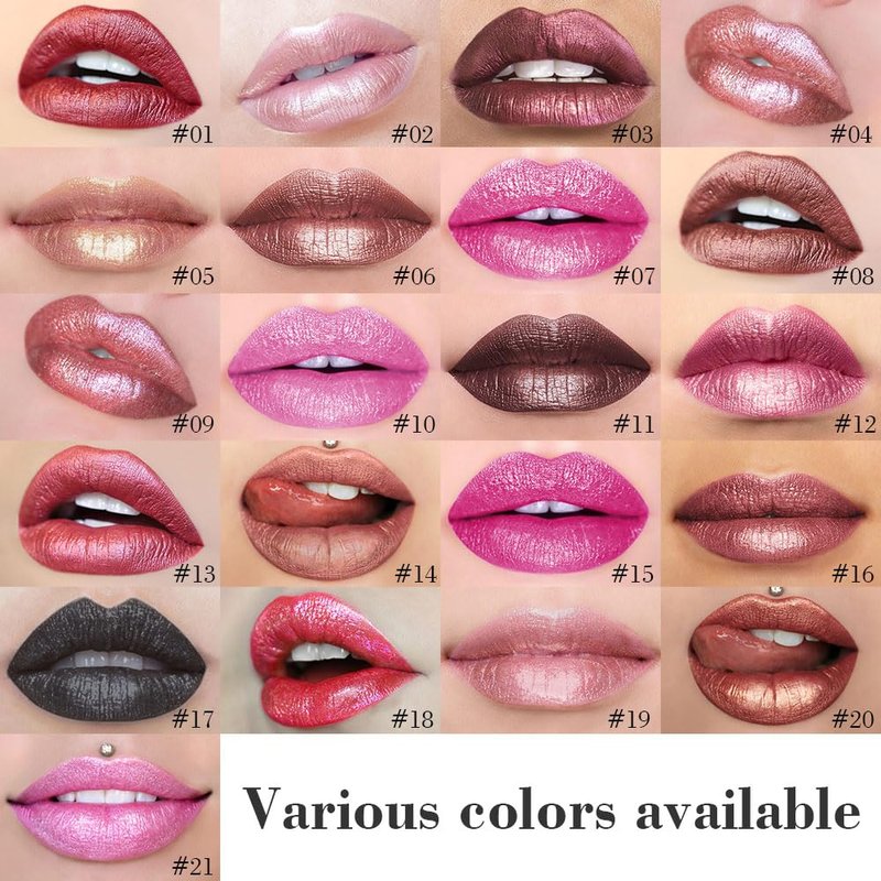 evpct 2Pcs Nude Baby Pink Metallic Glitter Lip Liner and Lipstick Combo, Shimmery Lip Gloss Stain Set Makeup for Women Long Lasting Waterproof 24, Metallic Shimmer Iridescent Glossy Liquid Lipstick