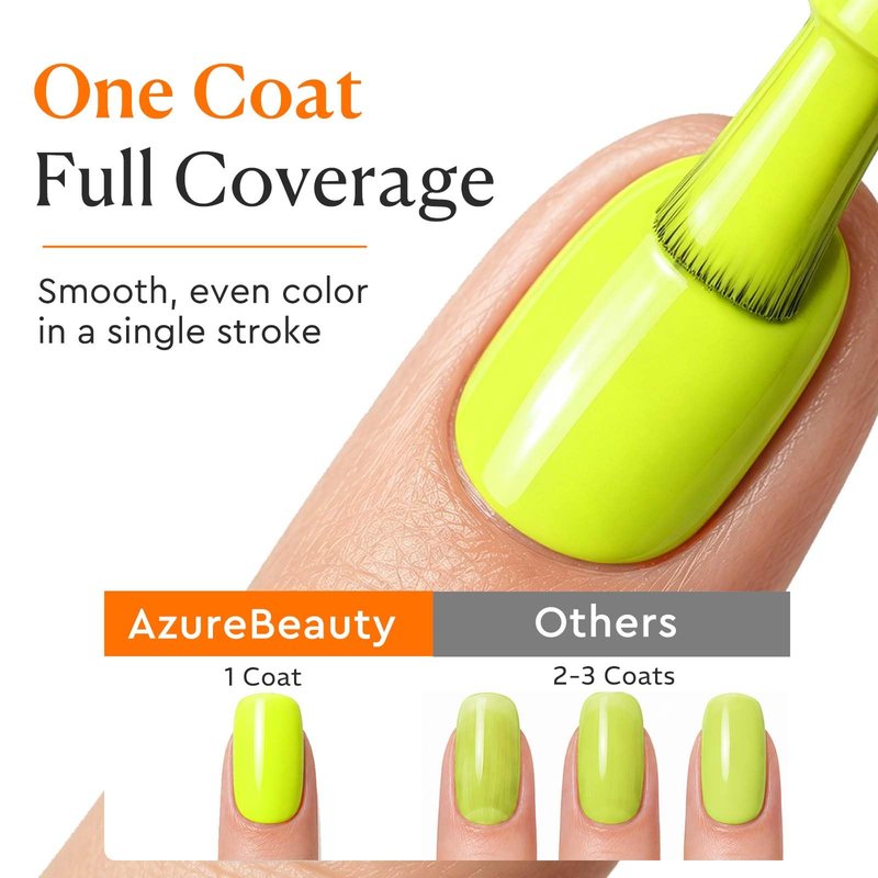 AzureBeauty 6 Colors 15ml HEMA Free Neon Purera Gel Nail Polish Set, Same Color Bottles Soak Off UV LED Gel Polish Kit DIY at Home Manicure Salon Gifts, Summer Green Yellow Orange Hot Pink Blue Purple