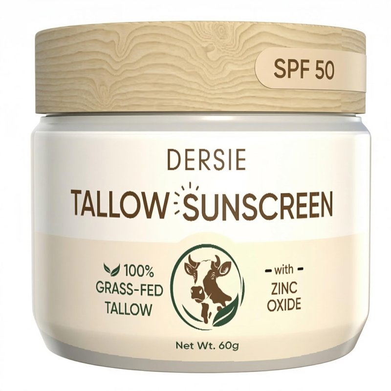 Dersie Tallow Sunscreen SPF 50 – Mineral UV Defense with Non-Nano Zinc Oxide – Face & Body Sun Protection for Adults & Kids – with 100% Grass-Fed Beef Tallow for Skin Comfort (2.1 oz)