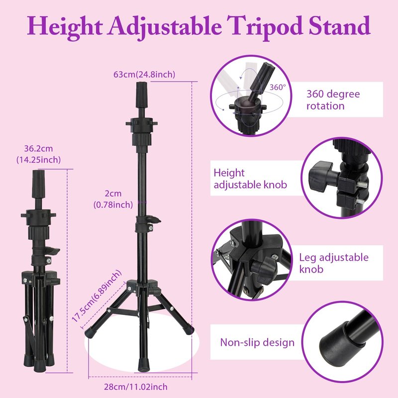 Mannequin Head with Hair with Tripod Stand - 28" Cosmetology Mannequin Head with Stand, Doll Head for Hair Styling Braiding Practice Manikin Head with Tripod Set, Ombre Golden