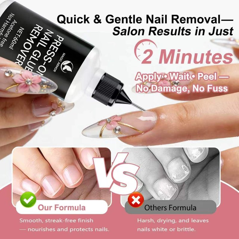 Magic Armor Nail Glue Remover - Acetone-Free 60ml Solid Gel Formula for Press-On Nails