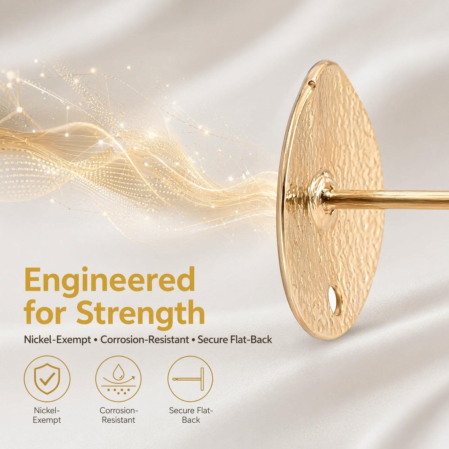 Milisten 30pcs Stainless Steel Earrings Posts Round Blank Peg Earrings Posts Flat Pad Ear Components Findings DIY Crafts (Golden)