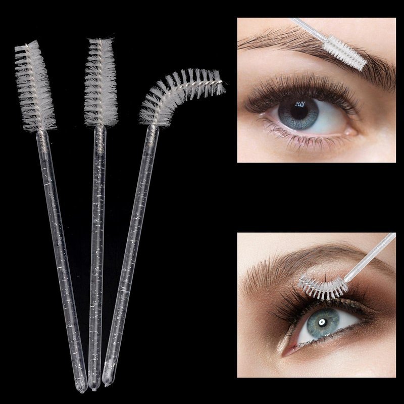 300 Pcs Disposable Mascara Wands, Crystal Spoolies Brush for Eyelash Extensions, Spooly Eyelash Eyebrow Brushes Lash Wand Applicator Makeup Kits (White)