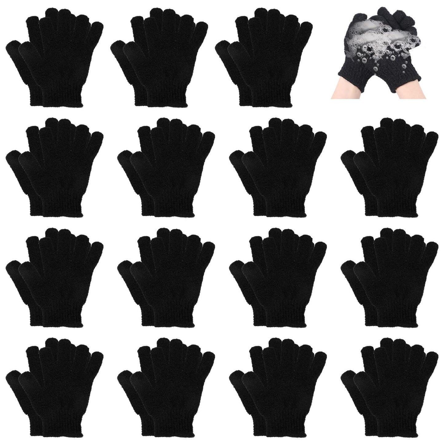 60Pcs Exfoliating Gloves Bulk, Exfoliating Body Scrubber Glove Exfoliator for Body Scrub Mitt, Bath Gloves for Shower Exfoliating Shower Gloves for Women Bathing Accessories(Black)