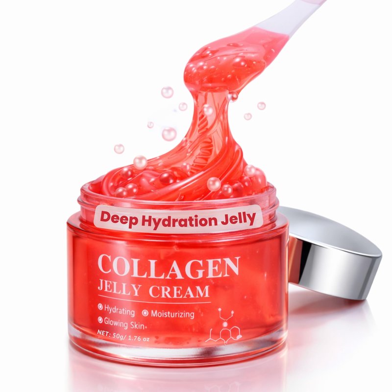 Korean Collagen Jelly Cream — 24H Glow & Hydration, 3.2% Elasticity Boost, 3.9% smoother texture & 6.4% Firmer Skin After 1 Use — Lightweight Collagen Face Moisturizer with Niacinamide (1.76 fl oz)