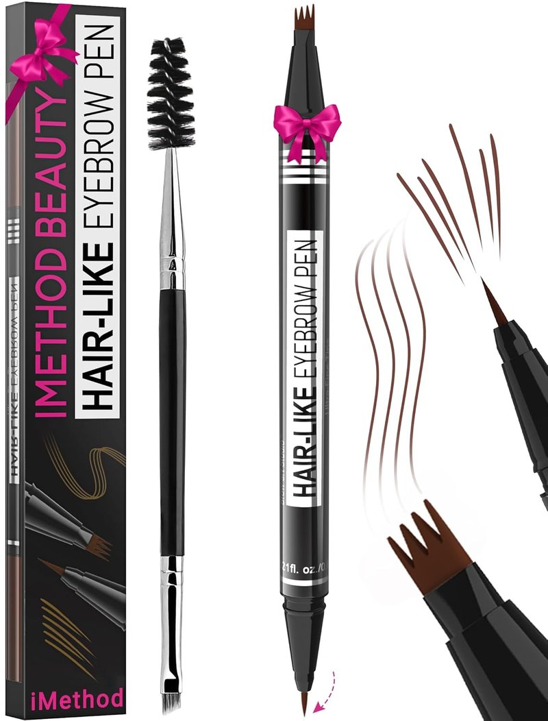 iMethod Eyebrow Pen - 2-in-1 Precision Eyebrow Pencil with Fork-Tip & Brush-Tip | Reddish Brown