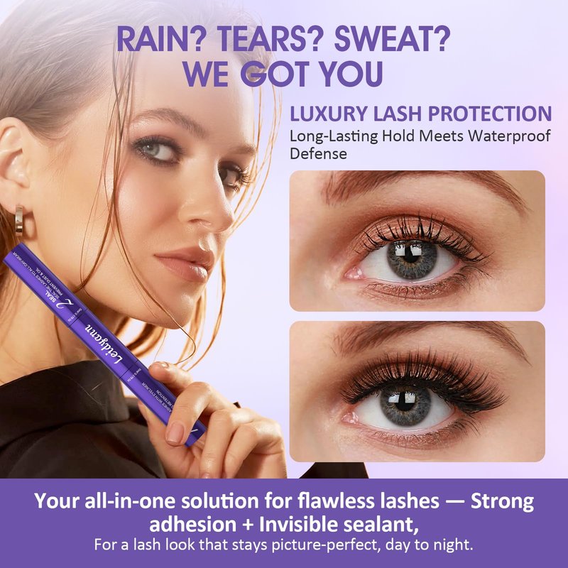 Eyelash Glue Lash Bond & Seal, 2-in-1 Adhesive for Lash Clusters & DIY Eyelash Extensions, 72H Waterproof Strong Hold, Quick Dry, Smudge-Proof, Gentle Non-Irritating Formula