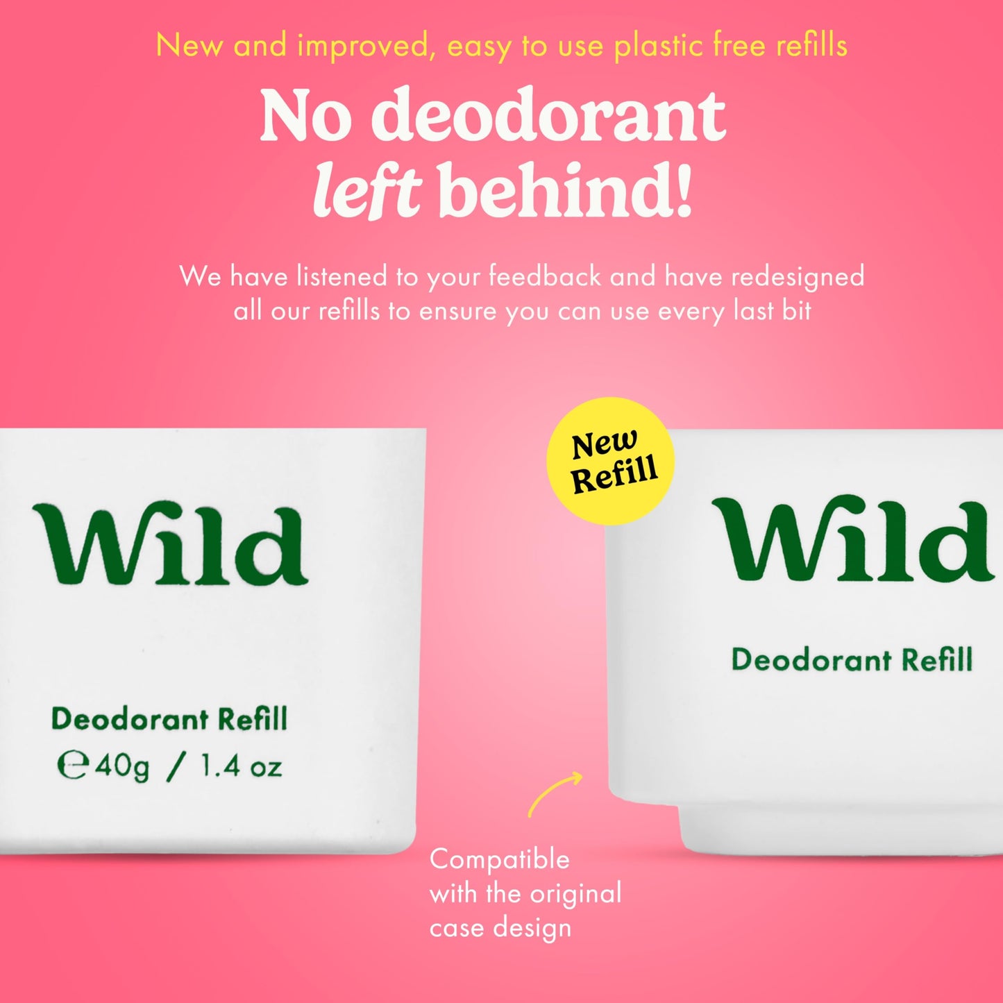 Wild Aluminum Free Deodorant Starter Kit - Refillable Stick Deodorant with Aqua Applicator Case & Vegan Refill Variety Pack - Fresh Cotton & Sea Salt, Cherry Blossom and Coconut & Vanilla Scents