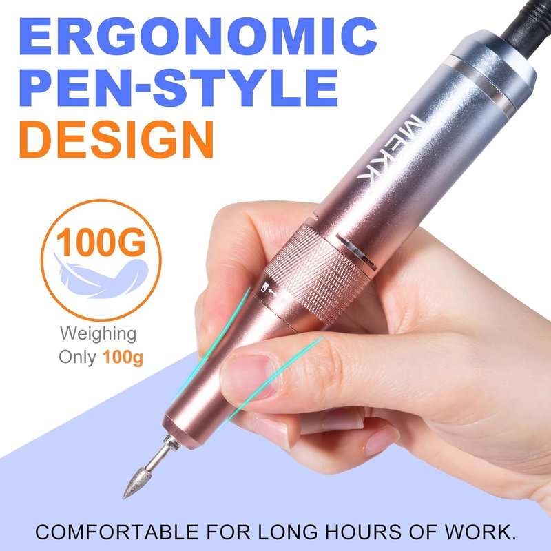Electric Nail Drill Kit - 35,000 RPM Professional Nail File with 12 Bits | Cordless E-Filer for Home & Salon (Orange Blue)